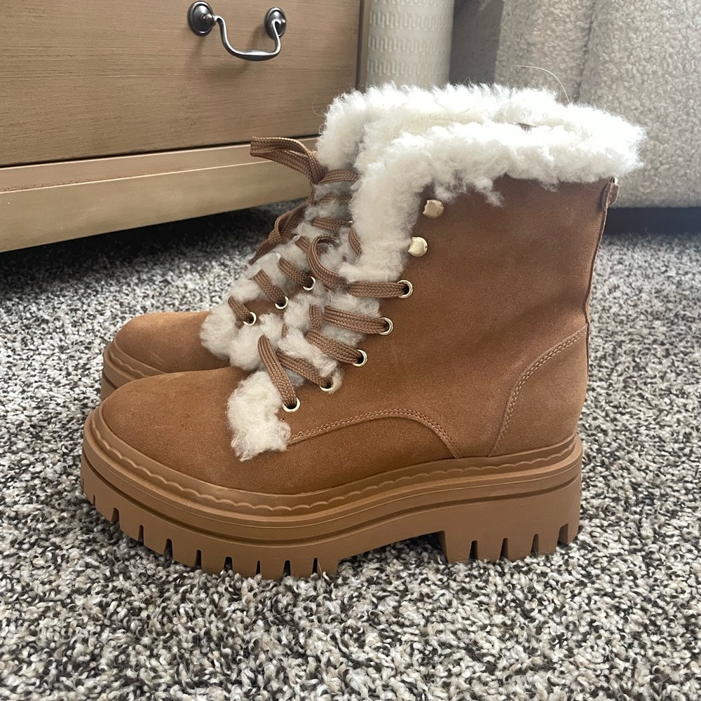 Kyler Lace Up Sherpa Tan Winter Boot